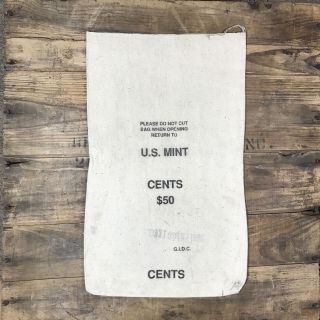 (10) Ten Vintage U.  S.  Canvas Money Bank Bags $50 Cents Deposit America