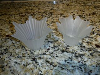 2 Frosted Open Flower Votive Candle Holders Crystal Dining Holiday