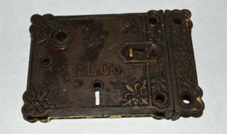 Antique Rl& Co Fancy East Lake Victorian Cast Iron Door Lock With Keeper