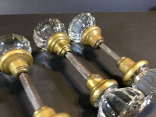 Set 6 Vintage 12 Point Crystal Glass Door Knob Set with brass spindle 3