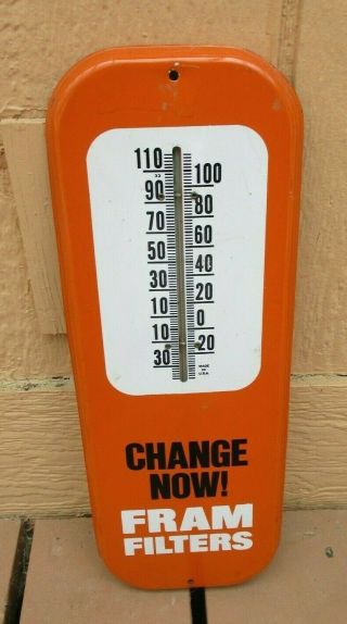 Vintage Fram Filters Thermometer Sign Change Now Garage Service Station