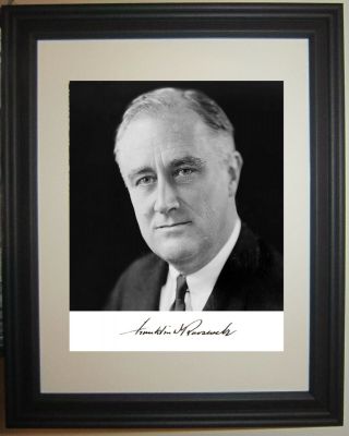 President Franklin Delano Roosevelt Fdr Autograph Framed & Matted Photo A