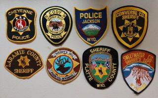 8 Different Wyoming Police And Sheriff Patches