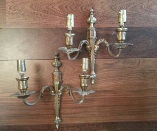 Vintage French Brass Or Bronze Sconces From France 3