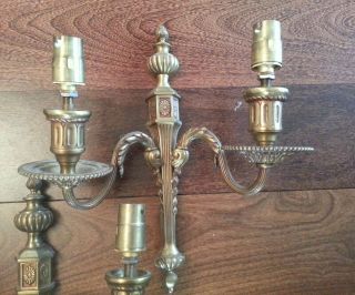 VINTAGE FRENCH BRASS OR BRONZE SCONCES FROM FRANCE 3 2