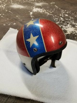 Vintage Easy Rider 9 Stars & Stripes With Silver Motorcycle Helmet Evil Knievel