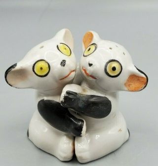 Vintage Ceramic Hugging Panda Bear Salt Pepper Shaker Set Japan