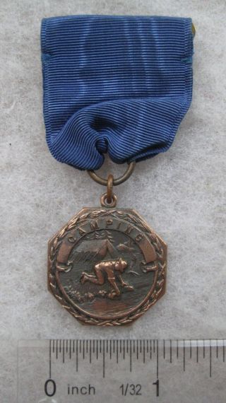 Boy Scout Bronze Colored Camping Contest Medal