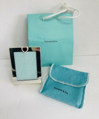 Authentic Vintage Tiffany & Co.  Sterling Silver Enamel Heart Photo Frame