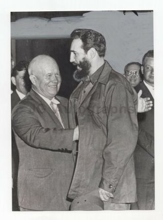 Fidel Castro & Nikita S.  Khrushchev - Vintage Wire Service Photograph