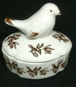 Bird Toile Small Oval Ceramic Trinket Box Elizabeth Trosli For Andrea Sadek