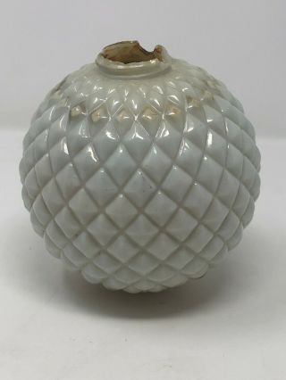 Antique Quilted Milk Glass Lightning Rod Ball Barn Globe Sphere Diamond Vintage