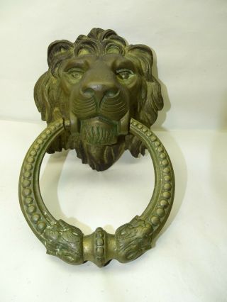 Lion Head Door Knocker Large Vintage Or Antique Brass Or Bronze