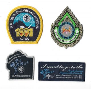 World Scout Jamboree Badge Set - Korea Thailand Sweden Participant Patch Rare