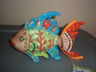 Fish Outta Water " Coral Fish " Colorful Ceramic Figurine Westland Giftware