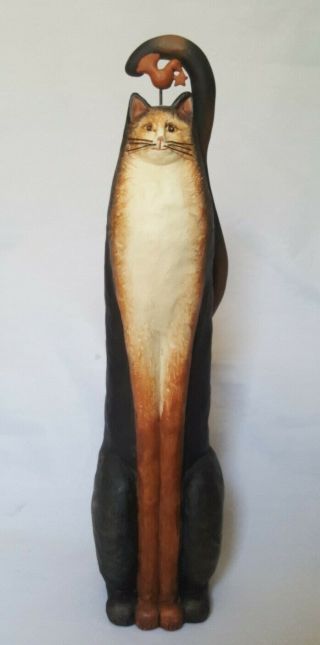 Rare E Smithson Black Cat Hen/chicken/star On Head Figurine Signed - 10 " Tall Ab2