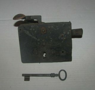 Antique Old Wrought Iron Door Hardware Lock Latch With Key