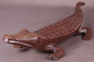 Vintage Large 20 " Alligator Crocodile Carved Wood - Dark,  Heavy