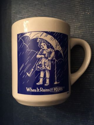 Vintage 1914 Morton Salt Umbrella Girl “when It Rains It Pours” Coffee Cup Mug