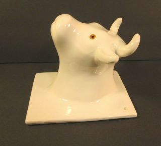 Towle or Marsh Vintage White Ceramic Cow Bull Head Towel Apron Holder Wall Hook 3