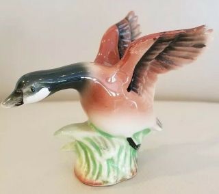 Vintage Post 1940 Porcelain Bird Figurine Mallard Duck Salt Or Pepper Shaker
