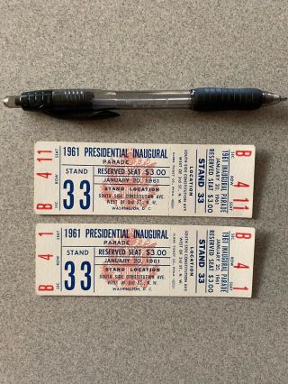 John F.  Kennedy - Inaugural Parade Tickets W/reserved Seating,  1/20/1961