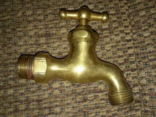 Vintage Solid Brass Water Spigot Outdoor Garden Faucet