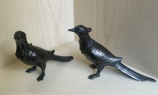 Birds Salt And Pepper Shakers W.  B Mfg Co.  C - 116 Pewter Color Over Silver Base