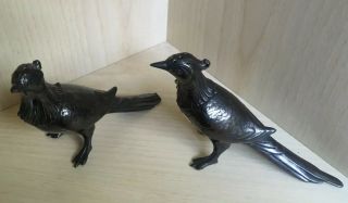 BIRDS SALT AND PEPPER SHAKERS W.  B MFG CO.  C - 116 PEWTER COLOR OVER SILVER BASE 2