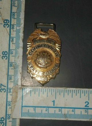 Vintage Connecticut State Police Watch Keychain Fob