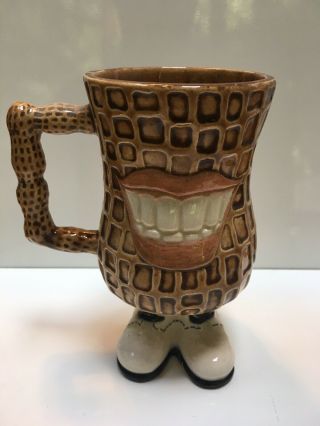 Vintage Smiling Jimmy Carter Peanut Man Coffee Mug Tea Cup With Feet 1977