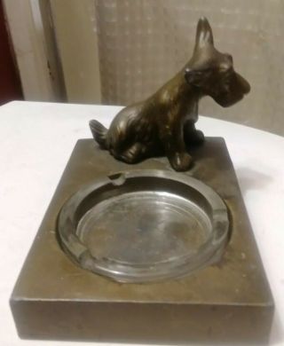 Art Deco Scottish Terrier Scottie Dog Ashtray Crescent Metal Newark Nj