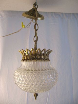 Vintage Mid Century Hollywood Regency Pineapple Pendant Light Ceiling Fixture