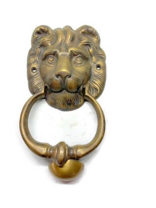 Lion Head Heavy Front Door Knocker Solid Brass Vintage Antique Style House B