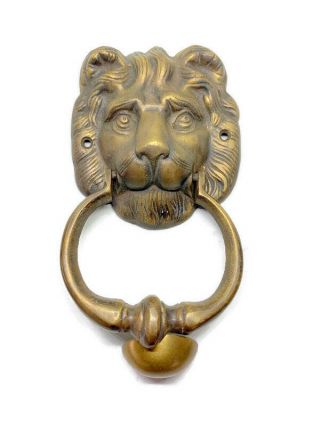 LION head heavy front Door Knocker SOLID BRASS vintage antique style house B 2