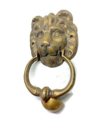 LION head heavy front Door Knocker SOLID BRASS vintage antique style house B 3