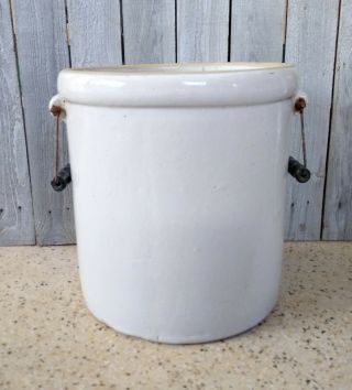 Vintage Primitive 5 Gallon Red Wing Potteries Stoneware Crock w/ Bail Handles 3