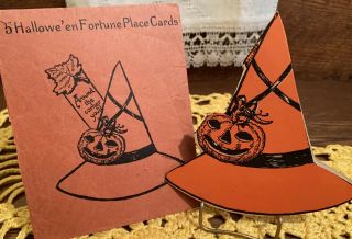 Vintage Halloween Fortune Diecut Placecard With Envelope,  Beistle 1920s