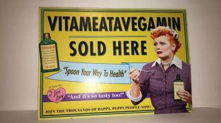 I Love Lucy Vitameatavegamin Yellow Tin Sign