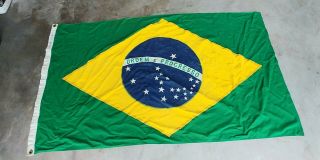 Vintage 1940s - 50s Sewn Cotton Brazil Flag 3 