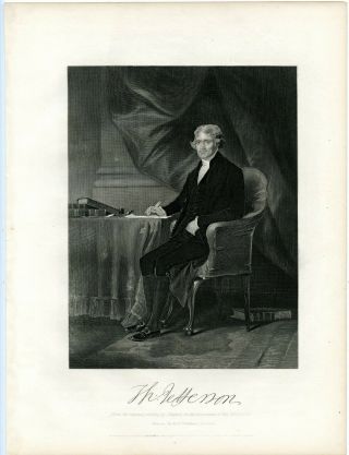 Thomas Jefferson,  Us President/declaration Of Independence,  Steel Engraving 8422