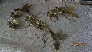 Vintage 3 Pc Homco Home Interior Gold Metal Hummingbirds & Flowers Wall Plaques