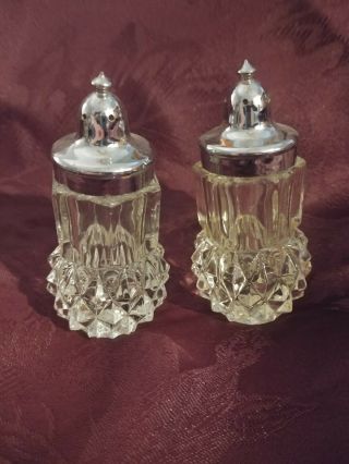 Vintage Salt & Pepper Shakers - Indiana Glass - Diamond Cut Crystal Clear