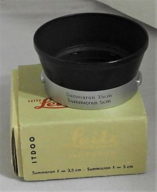 Vintage Ernst Leitz Wetzlar Leica ITDOO Summaron Lens Shade f=3.  5cm,  f=5cm & Box 3