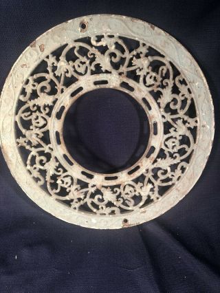 Antique Round Ornate Cast Iron Floor Vent Grate Register 15.  5 " Pat 1897