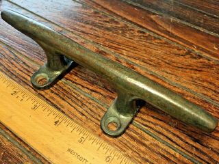 Vintage Old Bronze Herreshoff Style Boat Cleat 8 " Long Great Patina And Age