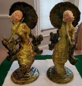 Vintage Hedi Schoop Oriental Geisha Girl Vase Figurines Umbrella/parasol Dancers