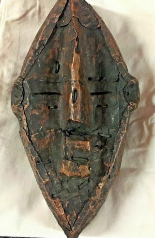 Vintage African Mask Old Face Wood Iron Carved Tribal Art Statue