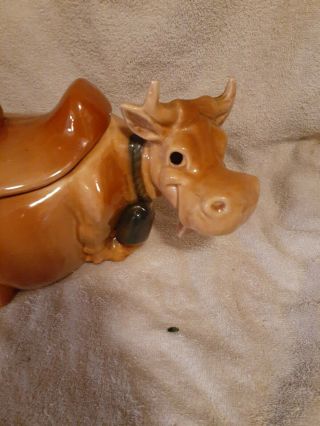 Authenic Vintage Brush McCoy Cow With Cat Cookie Jar W10 3