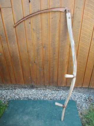 Great Vintage Antique 55 " Long Scythe Hay Grain Sickle Farm Tool Blade 27 " Long
